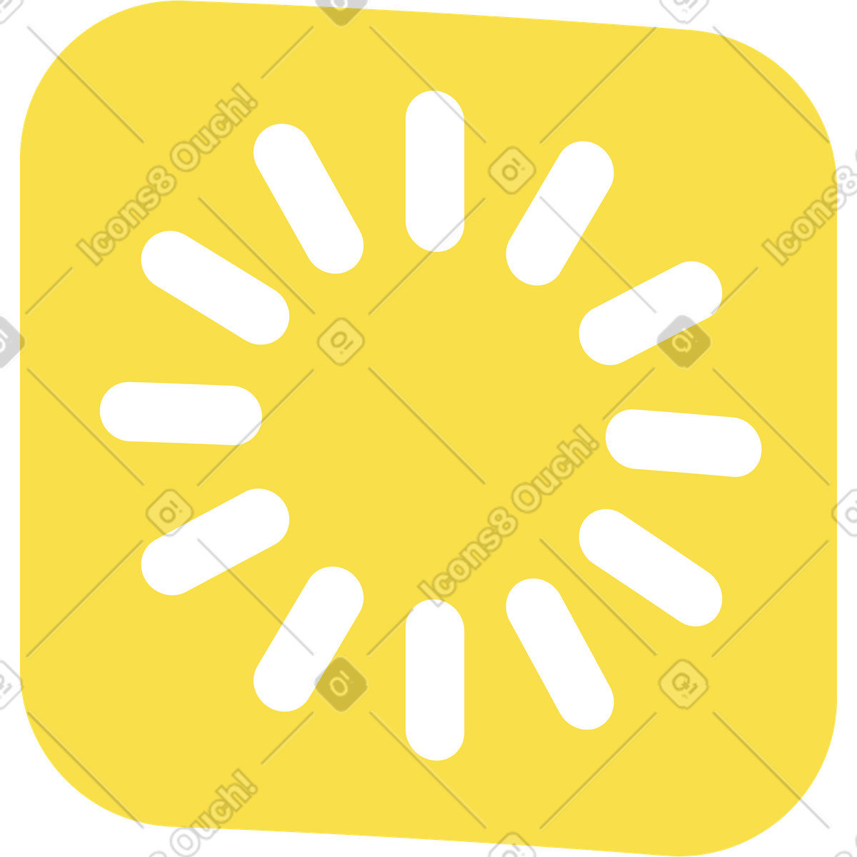 Curved yellow square loading icon illustration in Florid style download in PNG, SVG