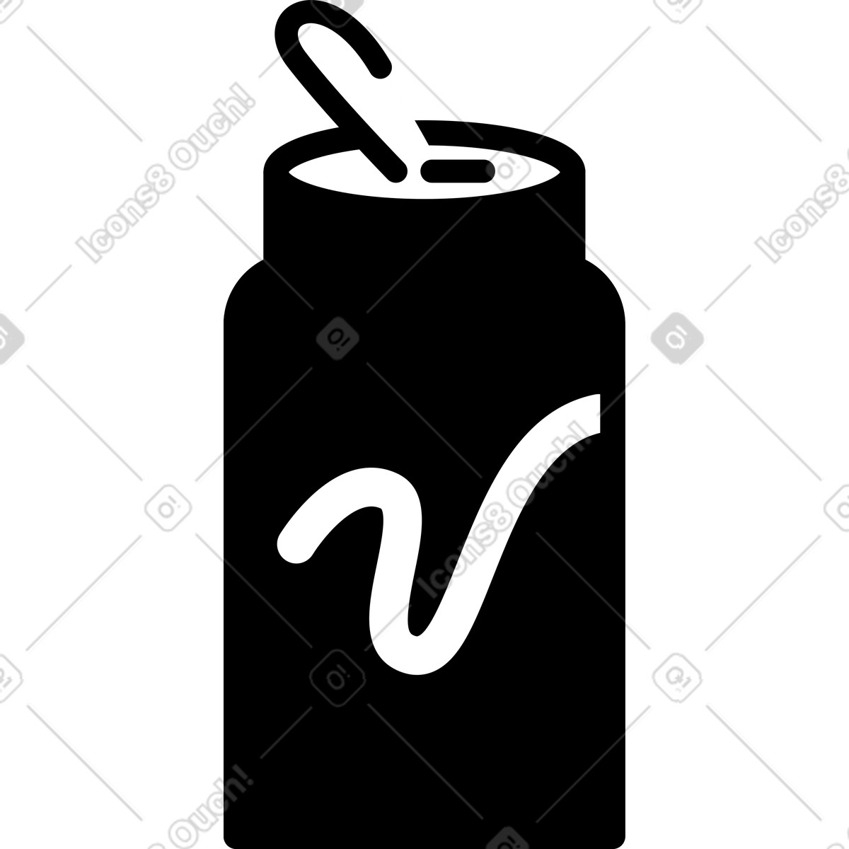 Notion Line Art 스타일의 Soda can with pull tab and curved decorative wave stripe 일러스트레이션 PNG, SVG 다운로드