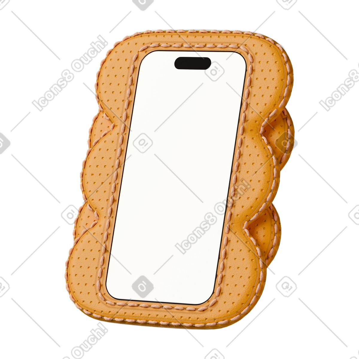 Smartphone in leather case illustration 3D Stickle style download PNG, SVG