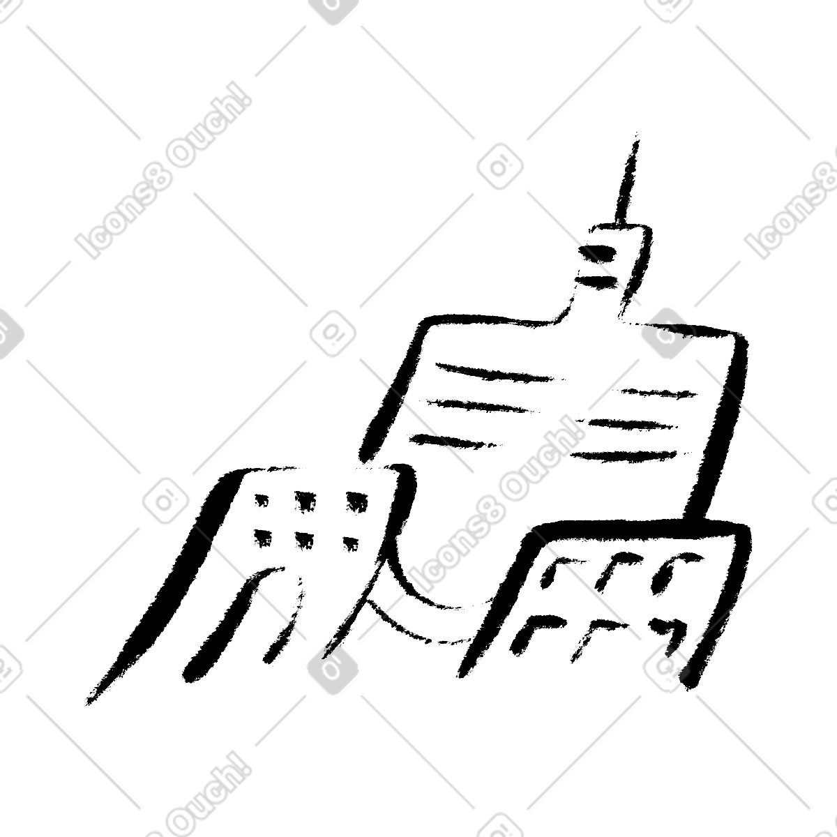 Stadt, dorf-Illustration im Doobry-Stil als Download in PNG, SVG