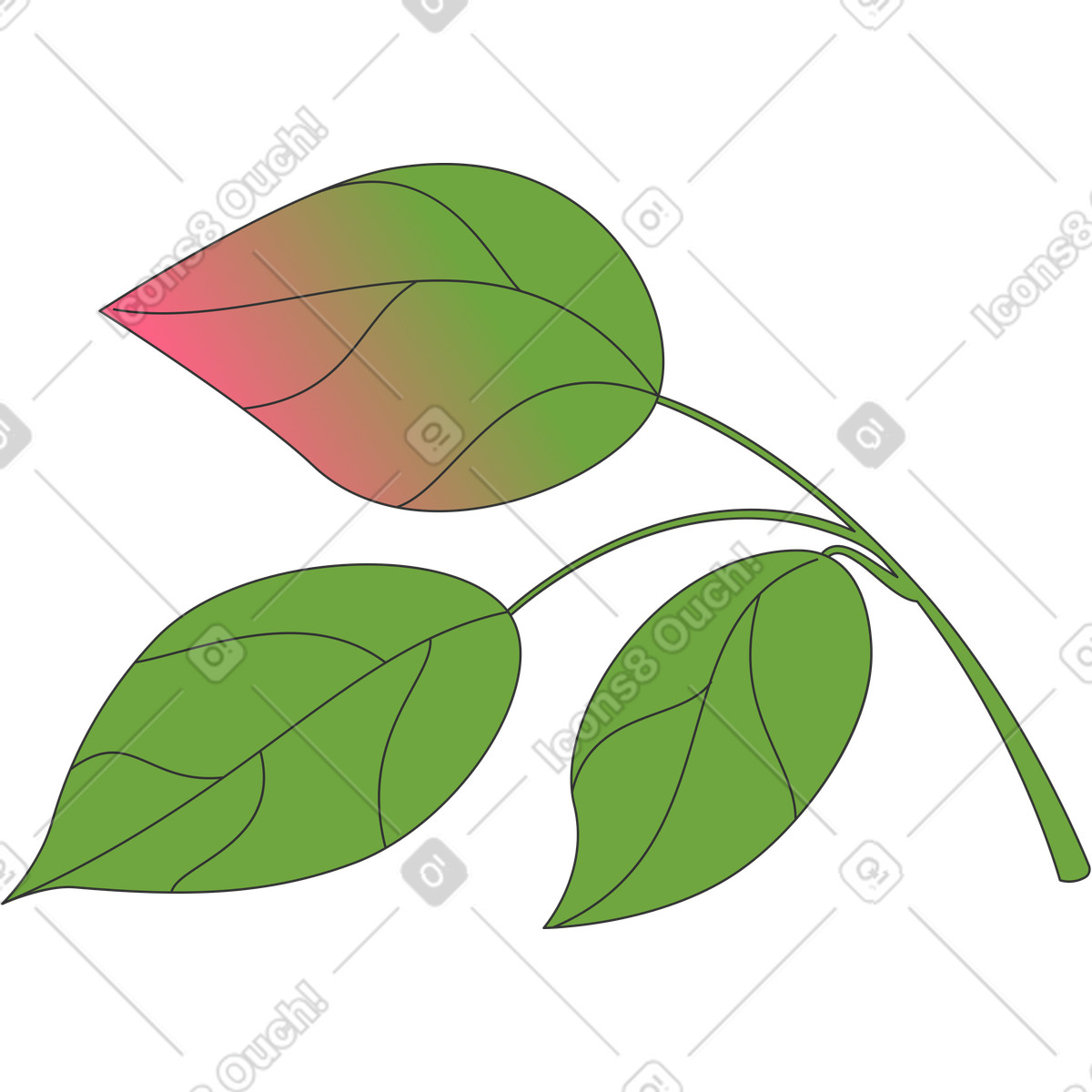 Ilustración Ramita con hojas en estilo Kit a descargar en PNG y SVG