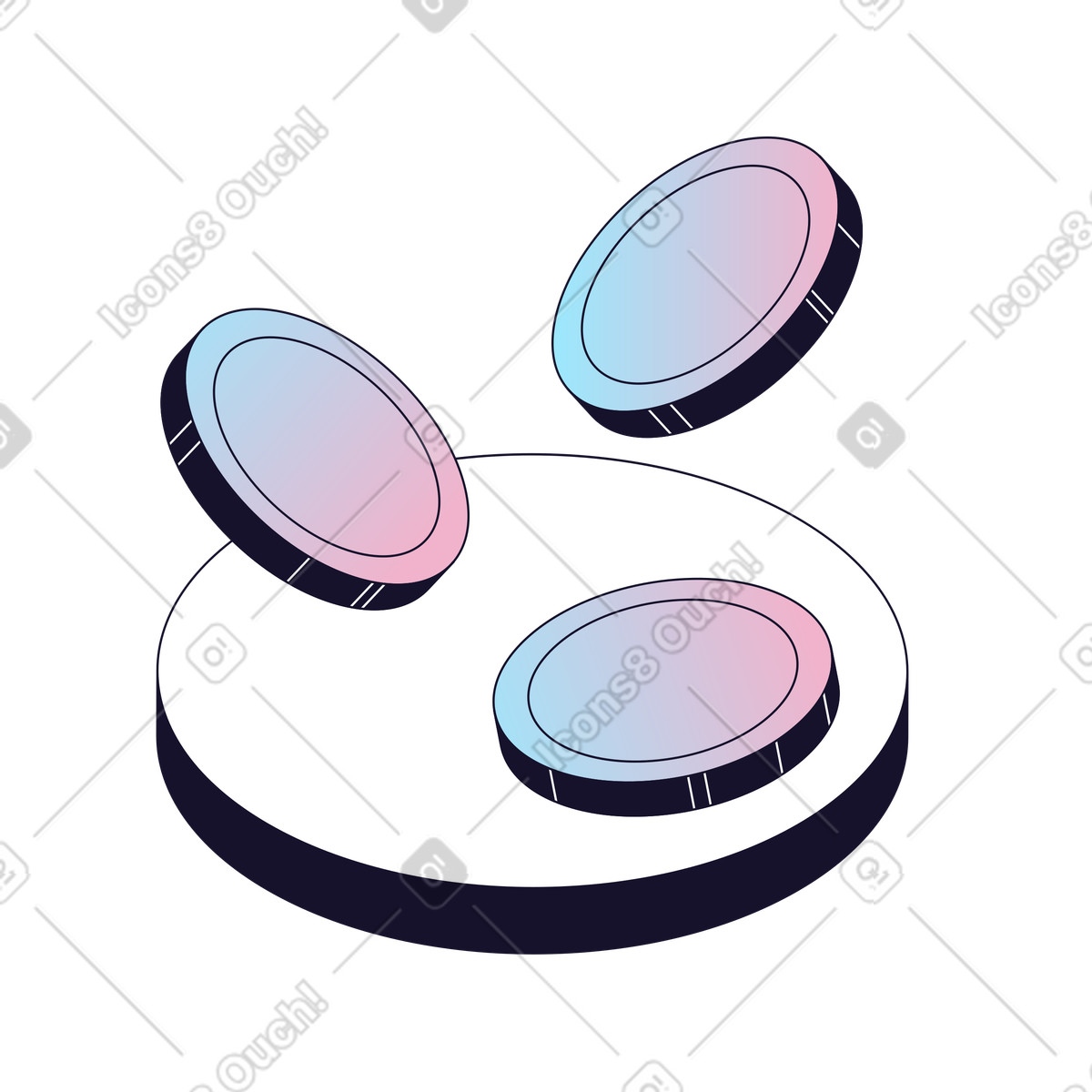Digital Payments, Falling Coins, Financial Transactions illustration in Node style download in PNG, SVG