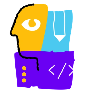 A stylized man with a colorful face - Puzzle style illustration