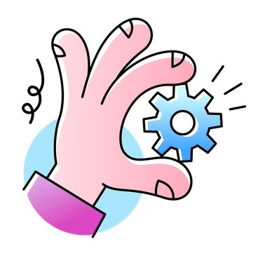A hand holding a gear - Pocus style illustration