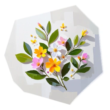 A collection of leaves and flowers arranged in a stencil pattern