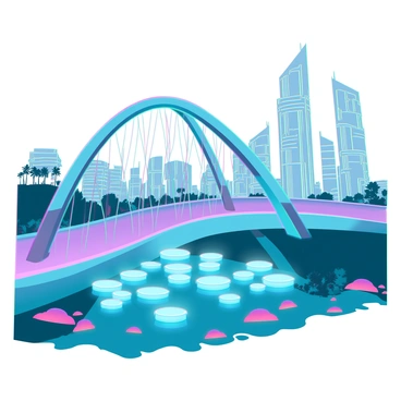 A futuristic bridge inspired by the structure of a synapse