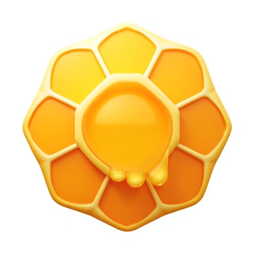 A close-up view of a honeycomb structure with hexagonal cells. The honeycomb is filled with glistening golden honey, reflecting light and showing its rich texture. The surface of the honey is smooth and viscous, with droplets clinging to the edges of the cells. The background subtly fades, focusing attention on the intricate patterns of the honeycomb and the shiny honey within.