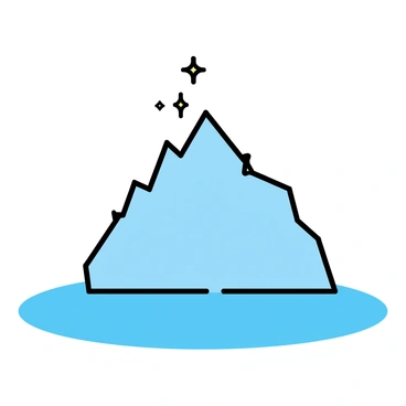 An iceberg in the ocean with diamonds glistening on its surface