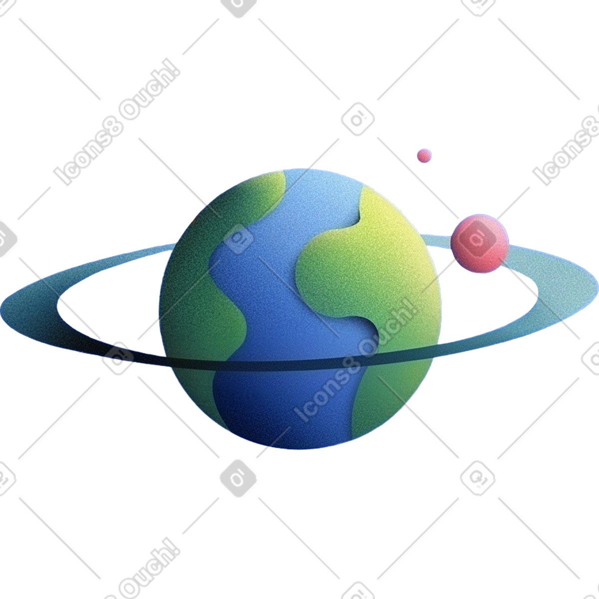 Illustration Planète avec satellites dans le style Grainy à télécharger aux formats PNG, SVG