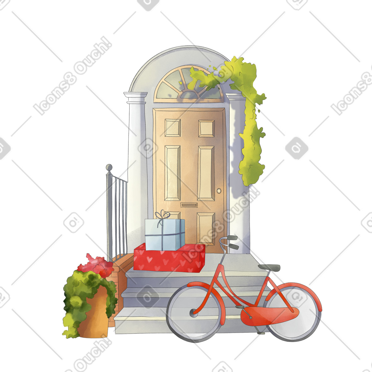 Ilustração de Gifts near the door em no estilo Seasons para baixar em PNG, SVG