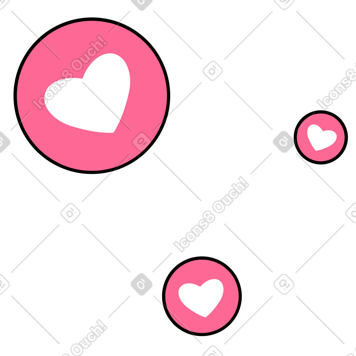 Hearts in circles animated illustration Bloom style download GIF, Lottie (JSON), AE