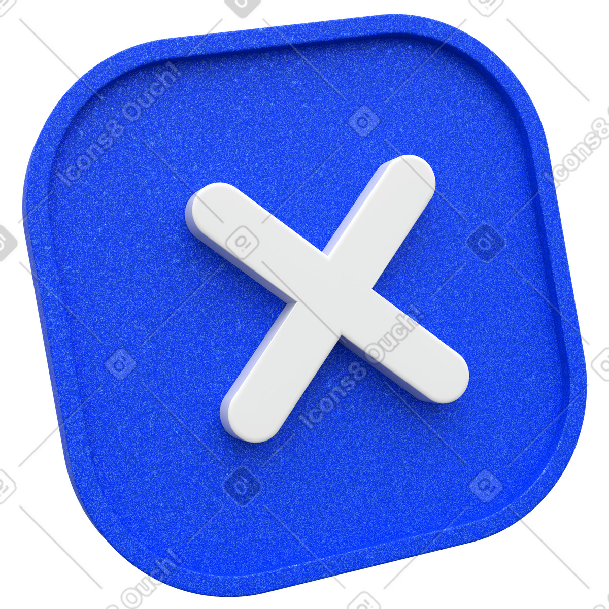 Blue cross icon illustration in 3D Enterprise style download in PNG, SVG
