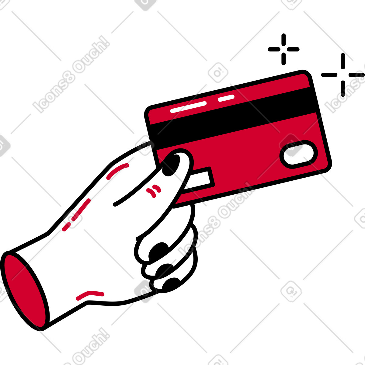 Hand with a bank card illustration in Ruby style download in PNG, SVG