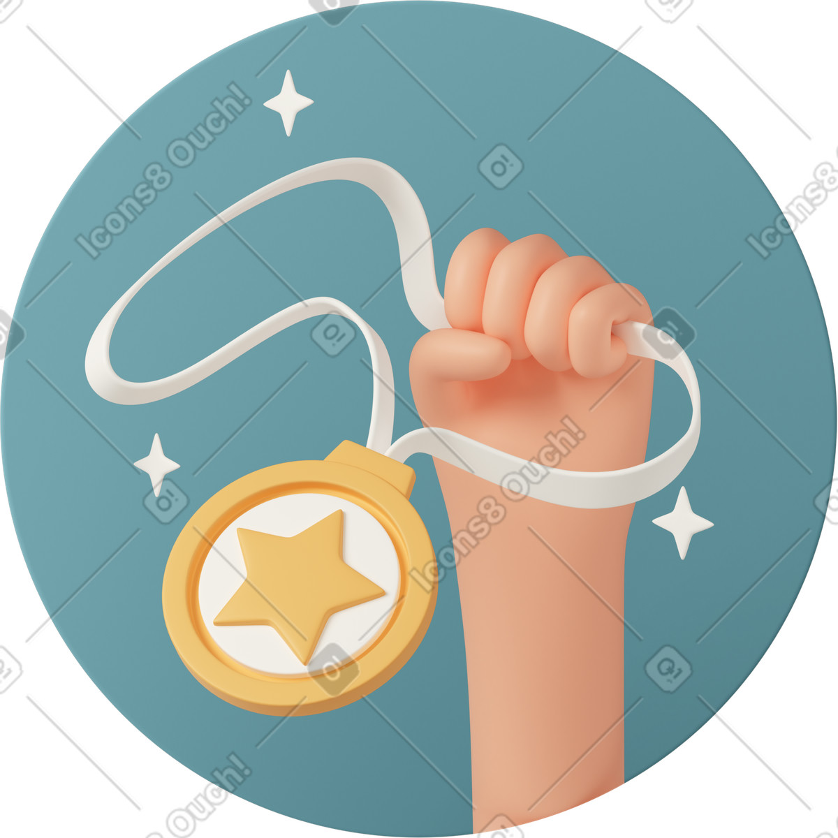 Medal award illustration in 3D Casual life style download in PNG, SVG