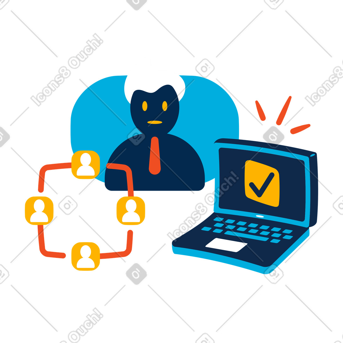 Illustration Conférence d'affaires en ligne dans le style Flame à télécharger aux formats PNG, SVG