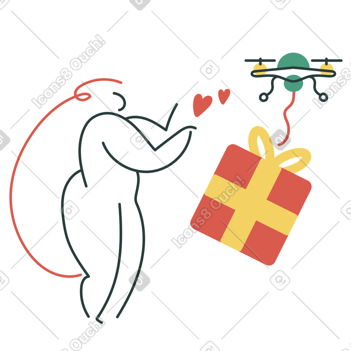 Illustration Recevez un cadeau dans le style Macaroni à télécharger aux formats PNG, SVG