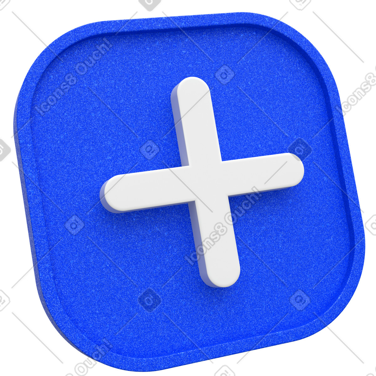 Blue plus or add icon illustration in 3D Enterprise style download in PNG, SVG
