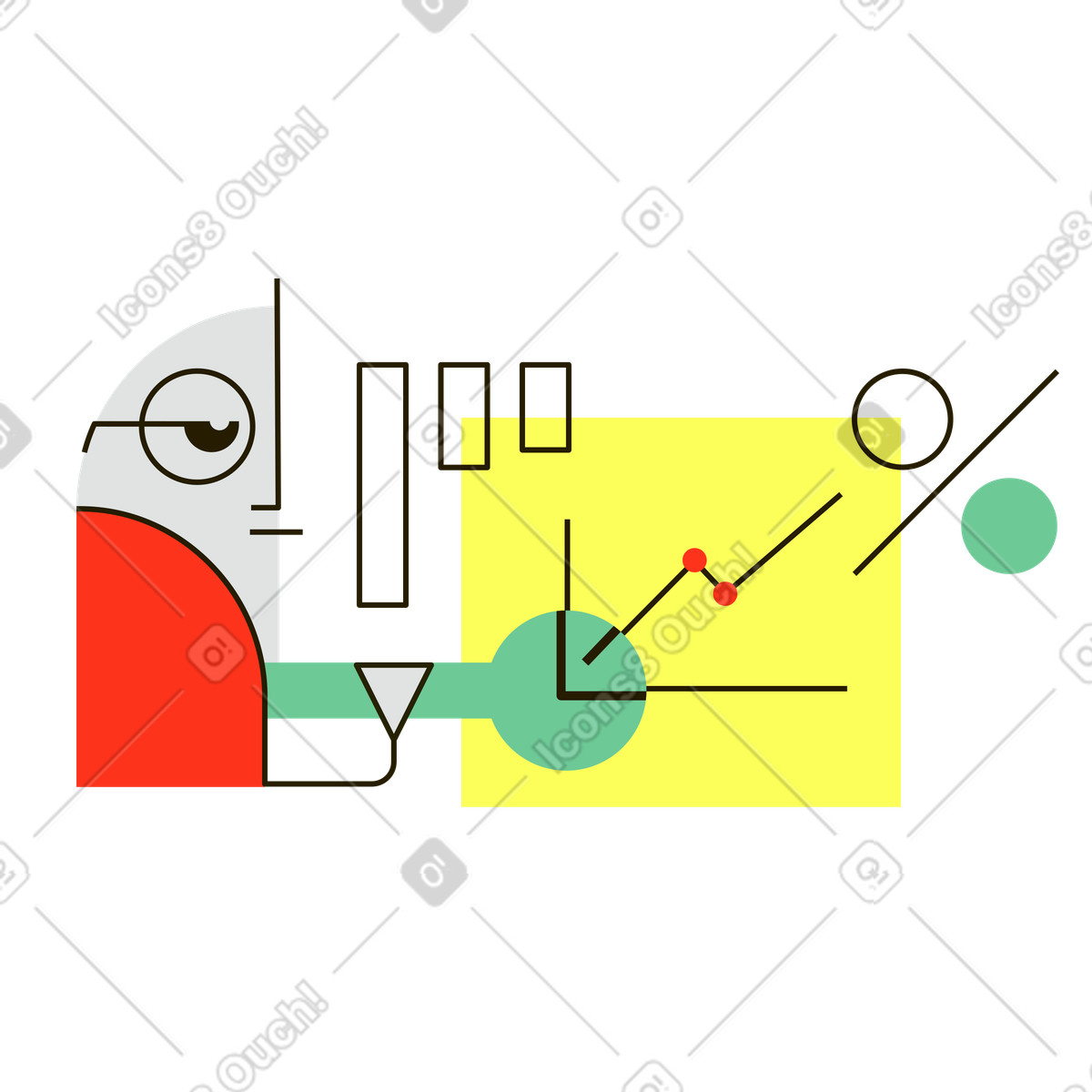 Illustrazione astratta del rapporto finanziario in stile Geom scarica in PNG, SVG