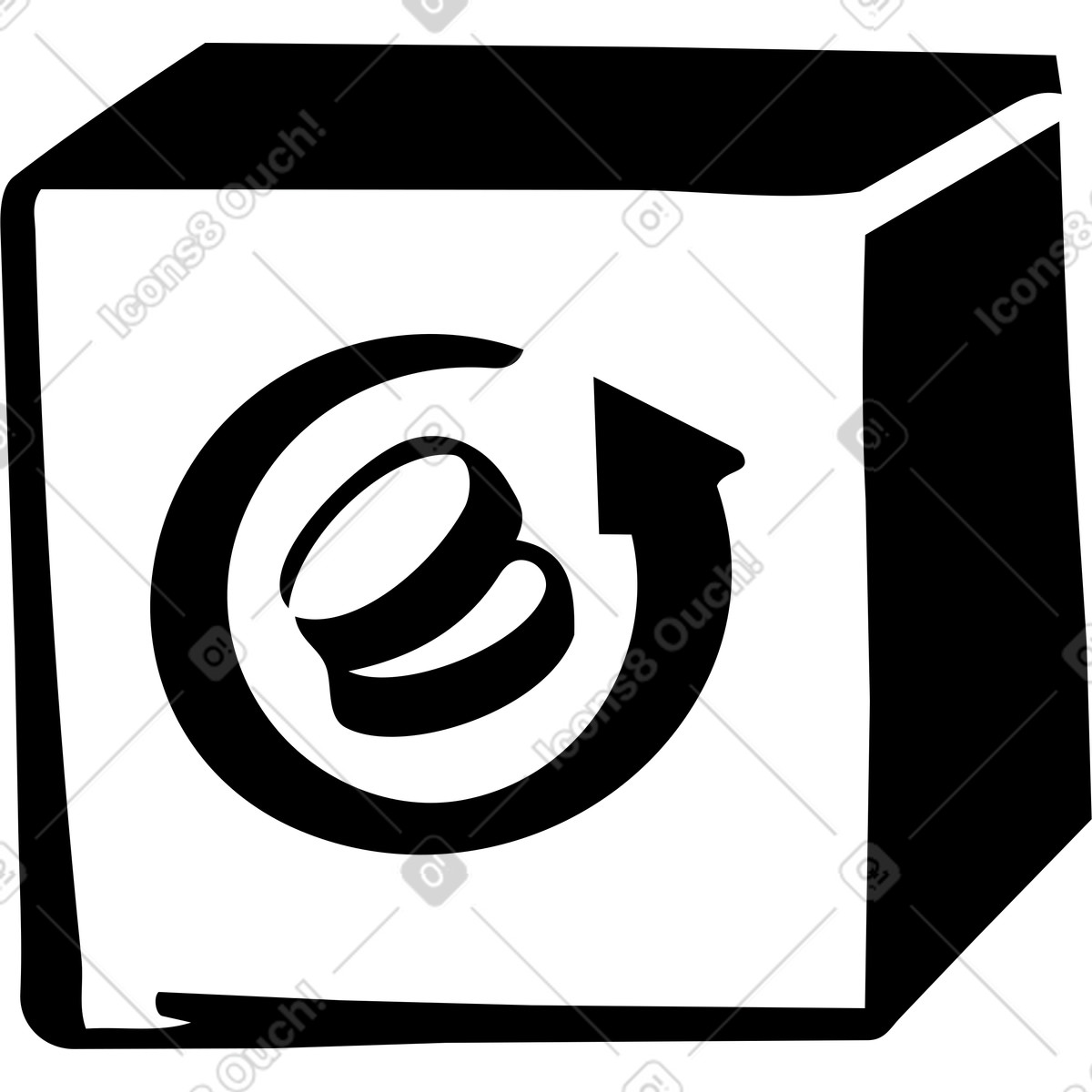 Cube with money turnover illustration in Line style download in PNG, SVG