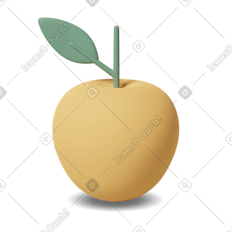 3D Golden apple illustration in Food Casual life style download in PNG, SVG