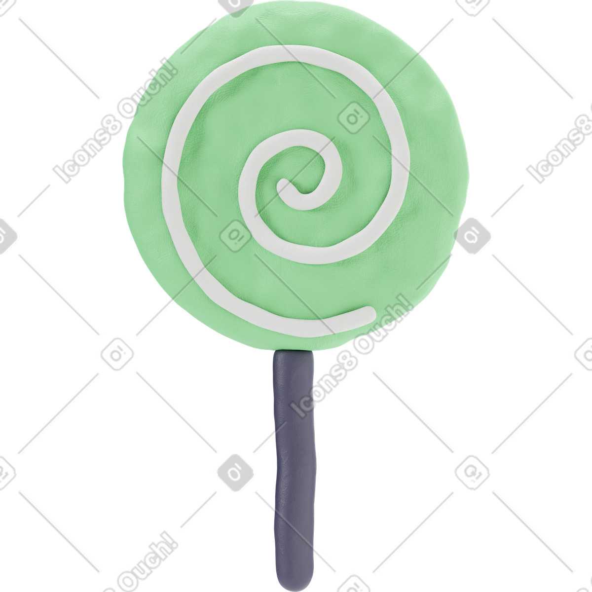 Ilustração de Pirulito verde claro em no estilo 3D Stripy para baixar em PNG, SVG