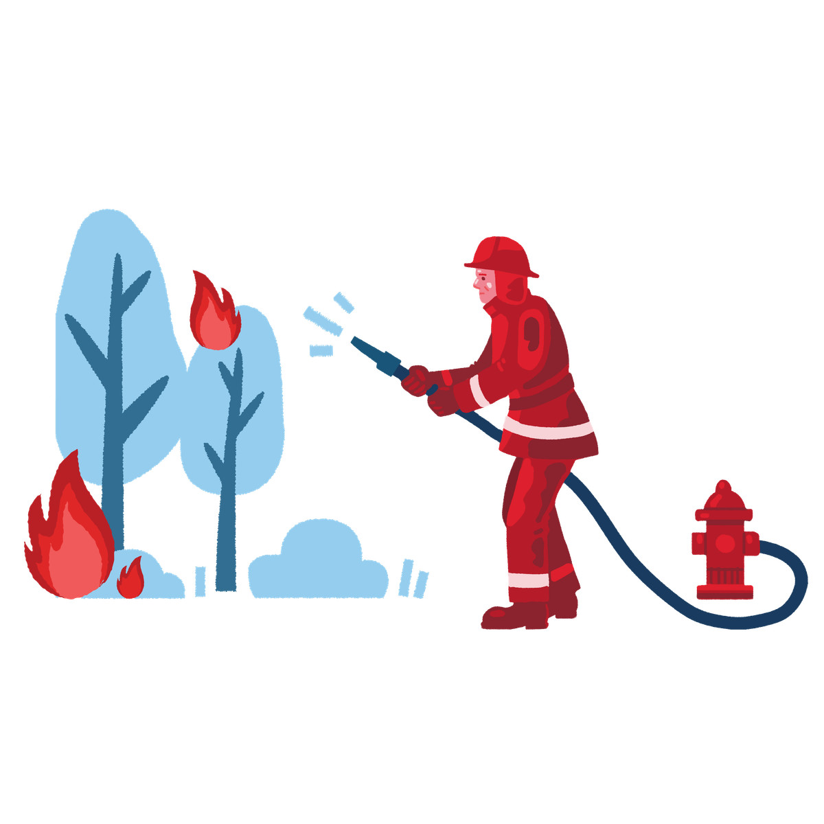 Illustration Put out a fire dans le style Cherry à télécharger aux formats PNG, SVG