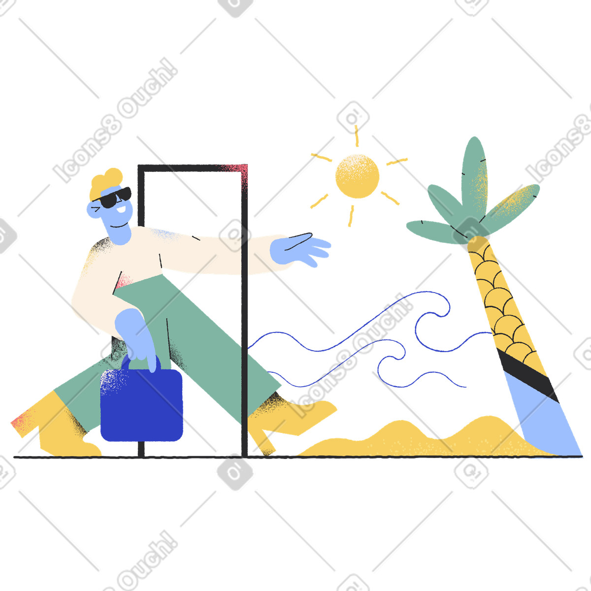 Ilustração de Saindo férias em no estilo Pablo para baixar em PNG, SVG
