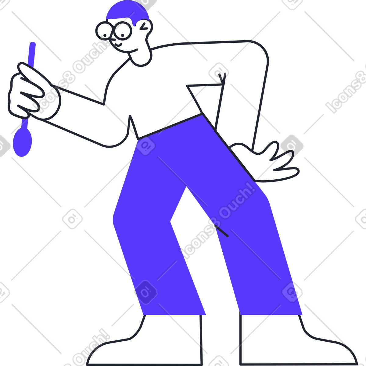 Man with a spoon illustration in Pablita style download in PNG, SVG