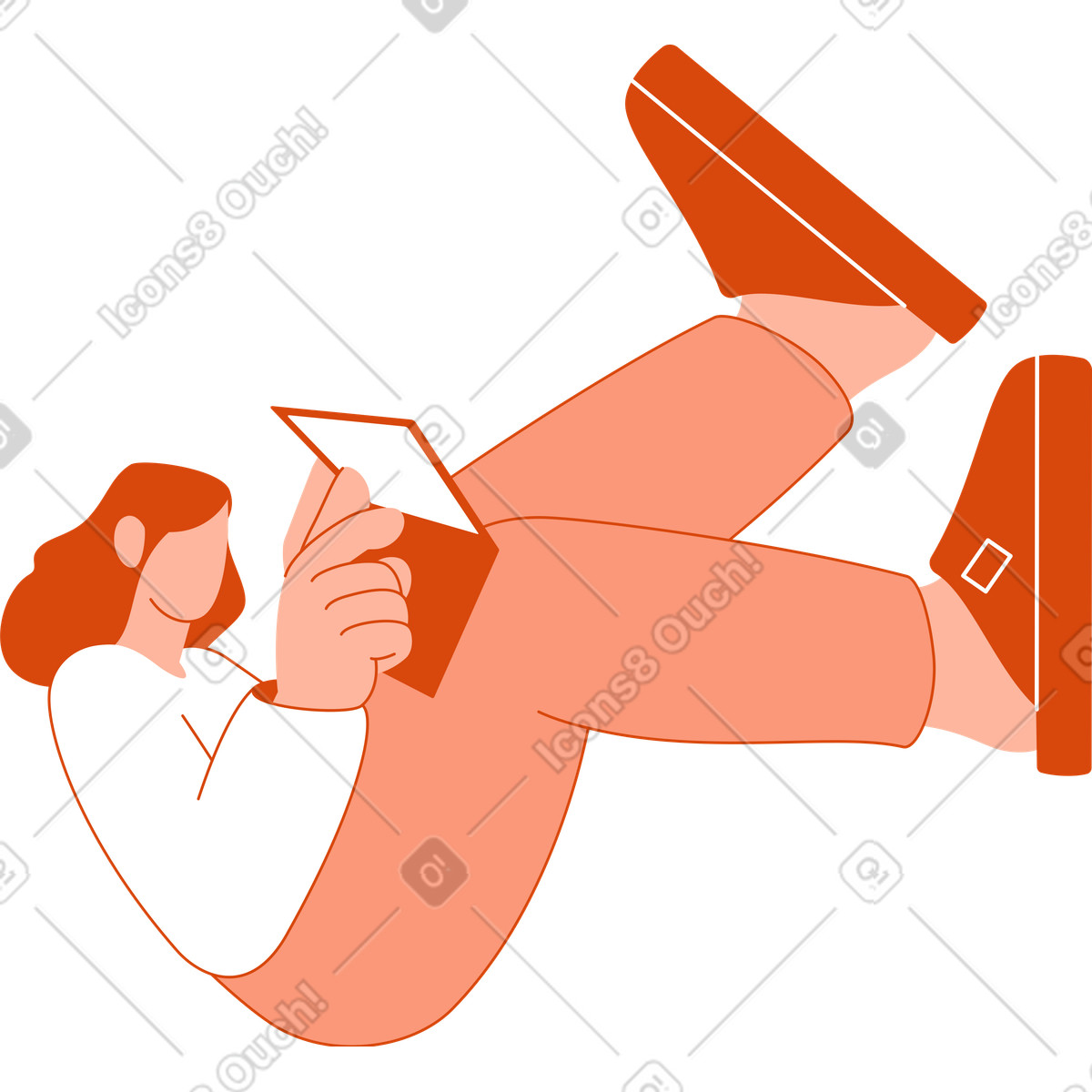 Ilustração de Mulher sentada com notebook em no estilo Orange para baixar em PNG, SVG