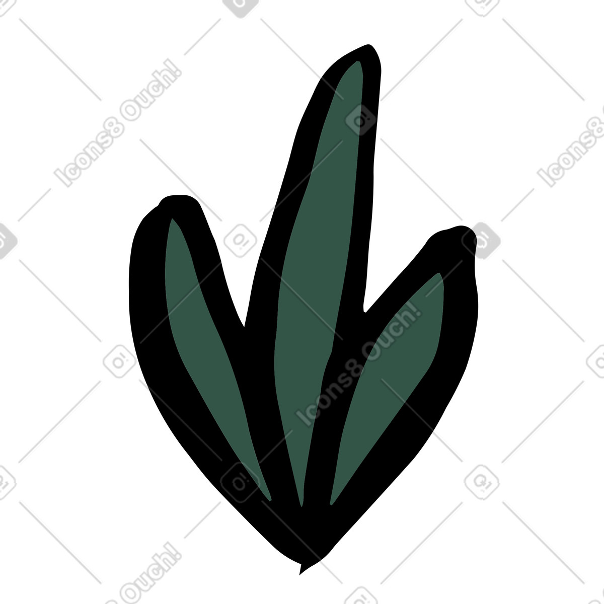 Minimal green plant leaves, nature icon illustration in Scandi style download in PNG, SVG
