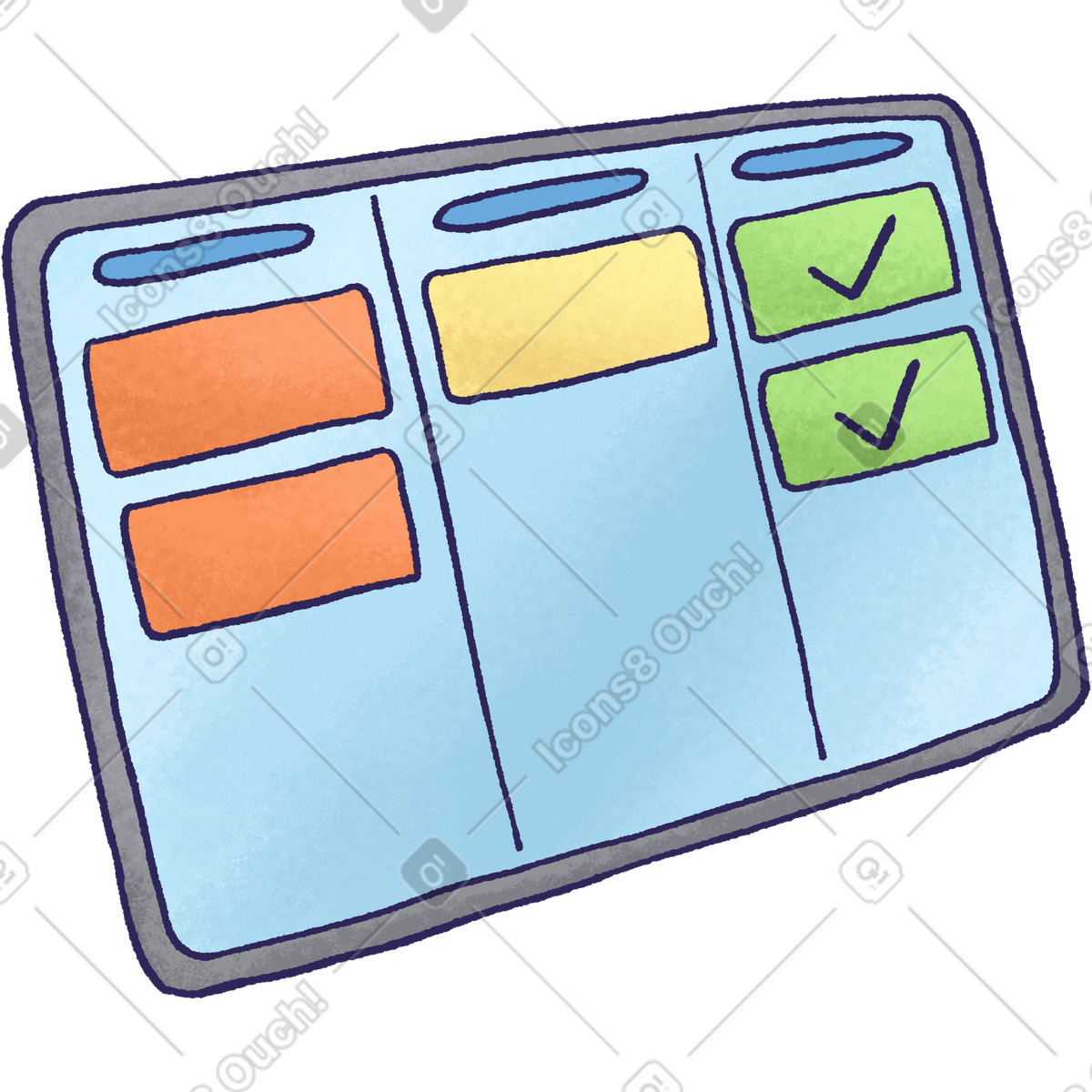 Ilustração de Tablet with kanban board em no estilo Hue para baixar em PNG, SVG