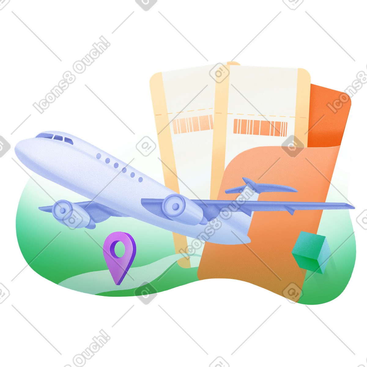 Traveling by plane to any destination illustrazione in stile Smart scarica in PNG, SVG
