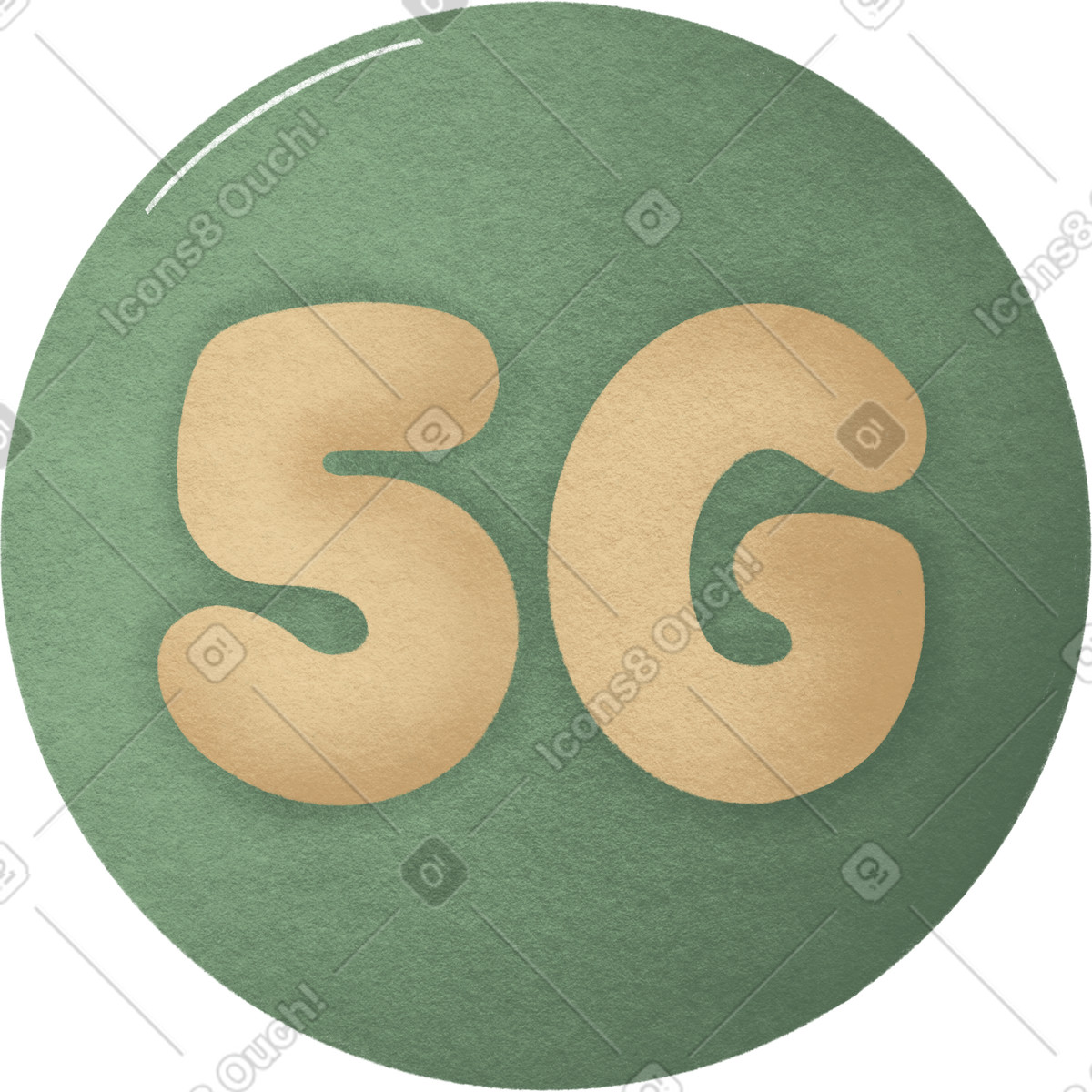 Illustration Five g internet network icon dans le style Woolly à télécharger aux formats PNG, SVG