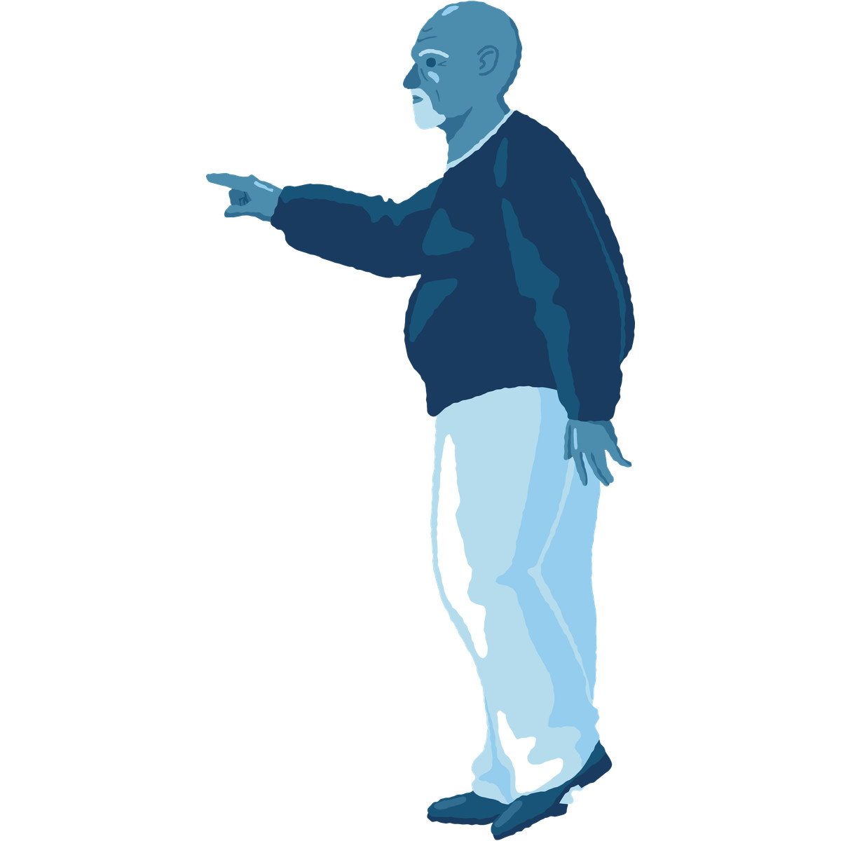 Ilustração de Old man pointing side view em no estilo Cherry para baixar em PNG, SVG