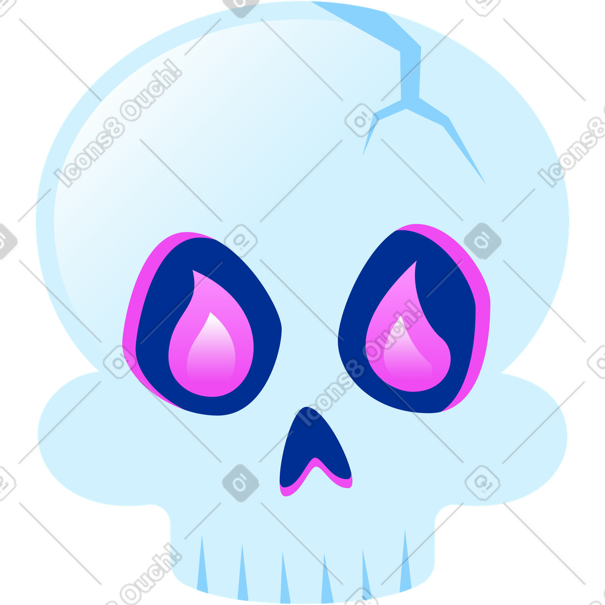 Schädel-Illustration im Glossy-Stil als Download in PNG, SVG