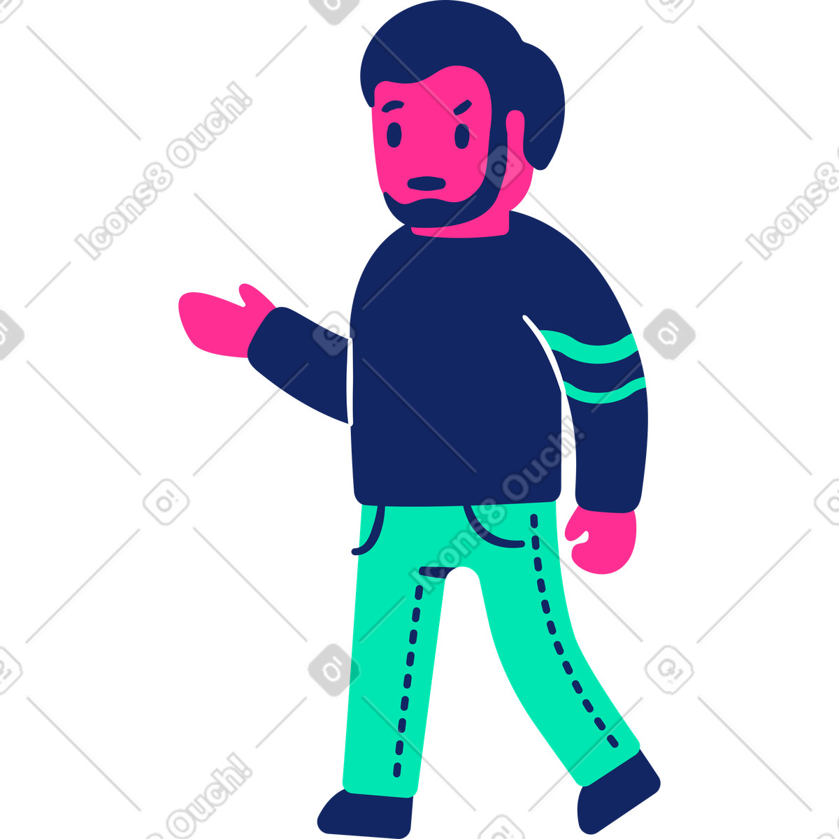 下载 Cyborg 风格的 怀疑的人 插画，支持 PNG、SVG 格式