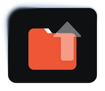An orange folder with an upload arrow - Void style illustration