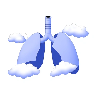 3D lungs surrounded by fluffy clouds, symbolizing clean air