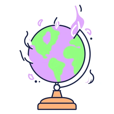 A globe sits on a wooden stand, with small flames gently licking its surface, highlighting various continents. The flames' movement appears soft and delicate, accentuating the globe's features. Around the globe, there are faint wisps of smoke rising, creating a contrast against the vibrant colors of the continents. The background is uncluttered, ensuring the focus remains solely on the globe and the flames.
