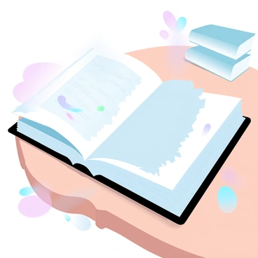 A book with an illustration and a torn edge revealing a mishap