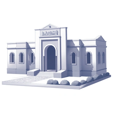 The facade of the Gandhi Memorial Museum in Madurai features a large, prominent entrance adorned with an arched doorway. The structure exhibits a blend of traditional and modern architectural elements, with decorative pillars flanking the entrance. Above the doorway, there are intricate carvings and reliefs depicting significant historical events associated with Mahatma Gandhi. Large windows are symmetrically placed along the facade, allowing natural light to illuminate the interior spaces. The museum's exterior is complemented by neatly arranged gardens and pathways leading up to the main entrance.