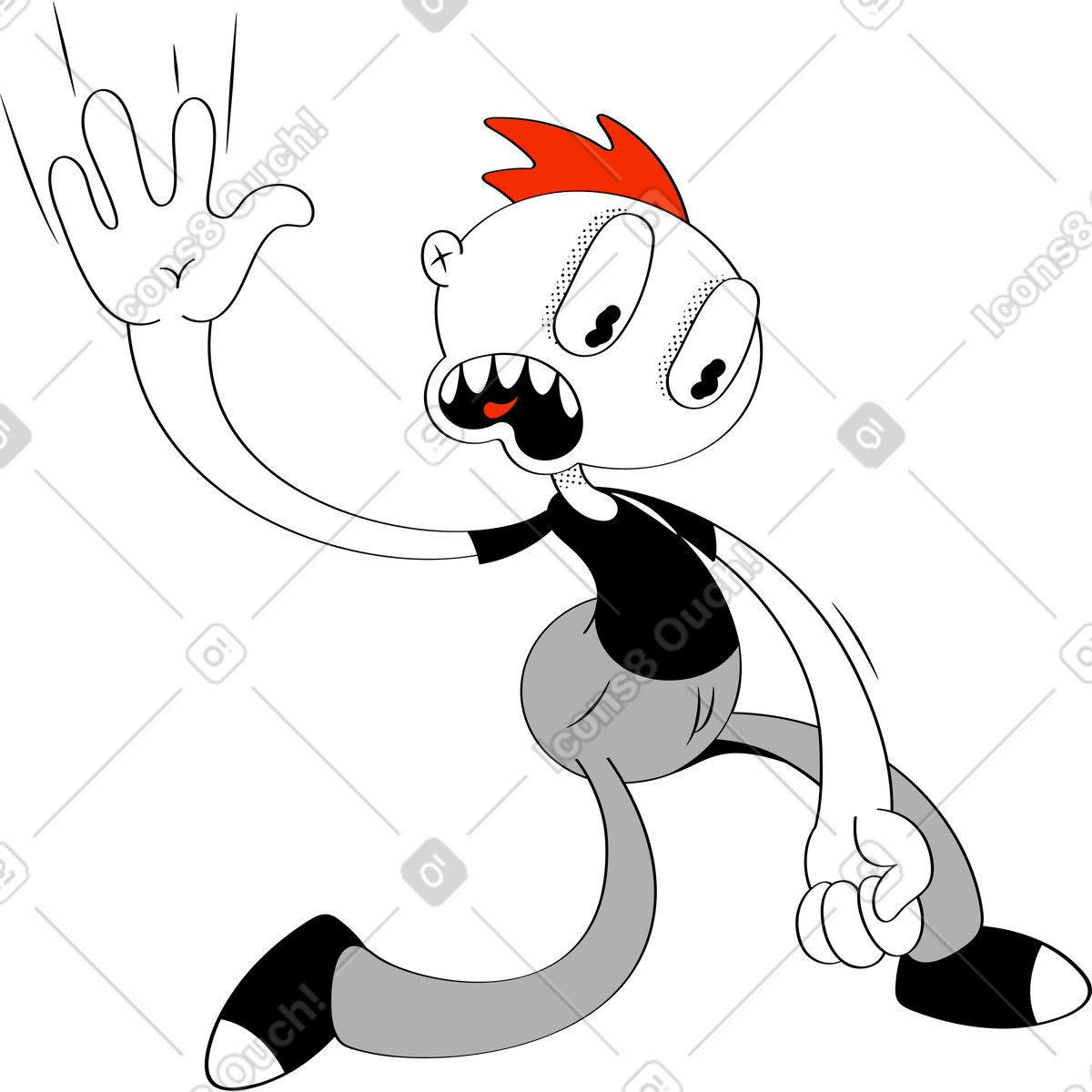 Looney スタイルの Riding man is screaming のイラストをPNG、SVG形式でダウンロード