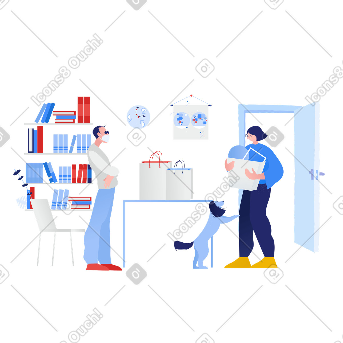 Ilustración Entrega de comestibles en covid time estilo Clip a descargar PNG y SVG