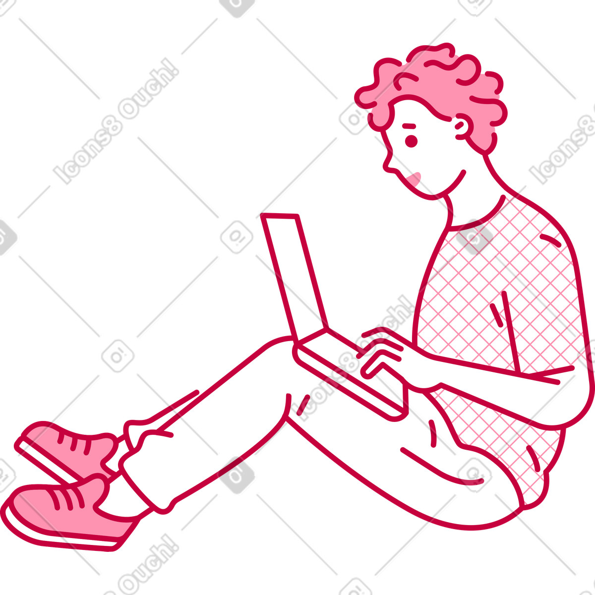Man with laptop illustration in Natty style download in PNG, SVG