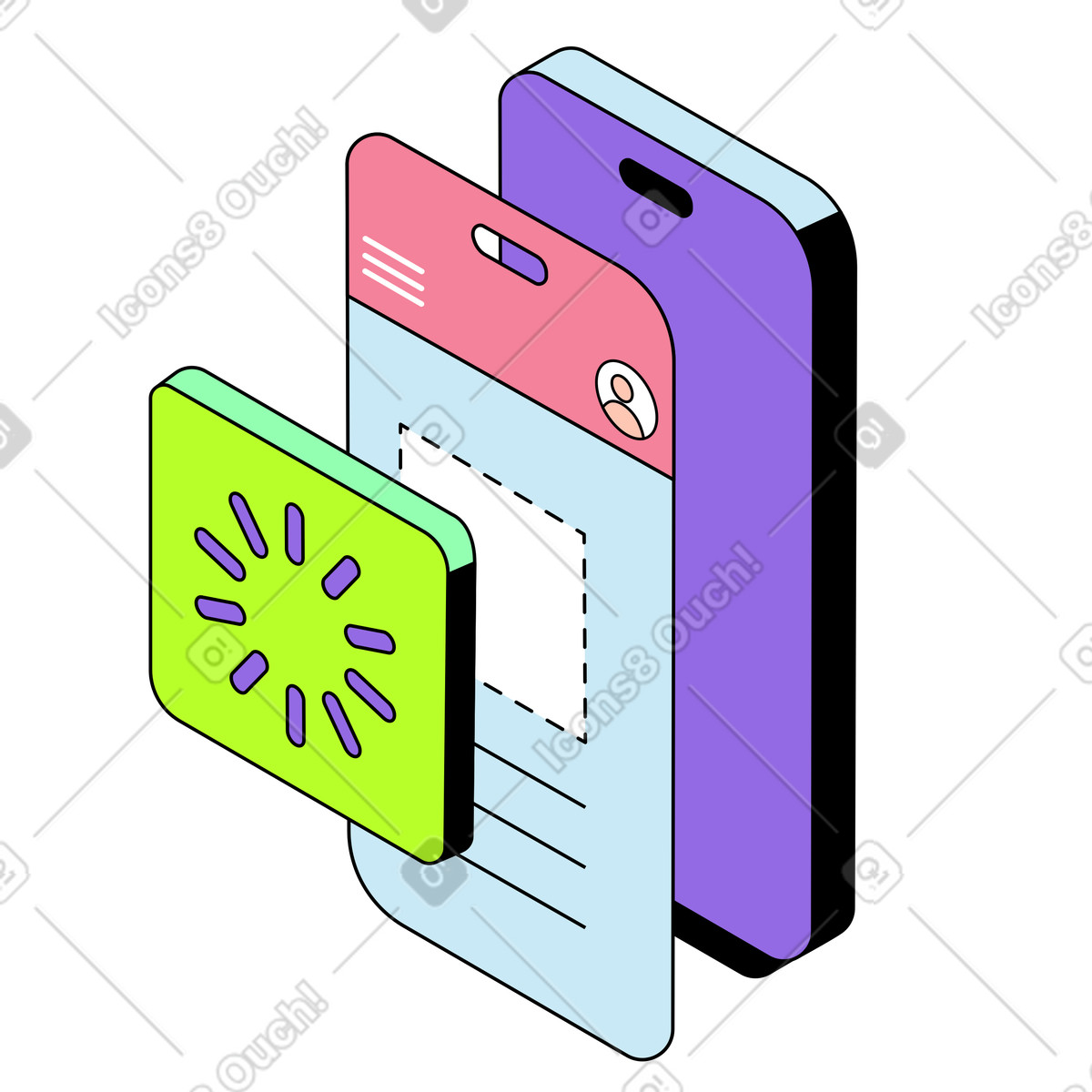 Mobile app download or update illustration in Project style in PNG, SVG