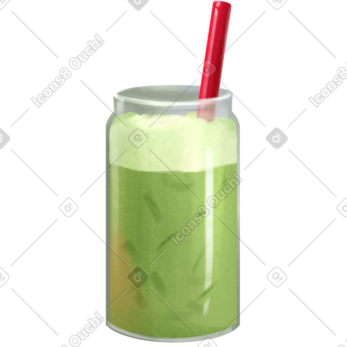 Ilustração de Matcha drink with red straw em no estilo Demure para baixar em PNG, SVG