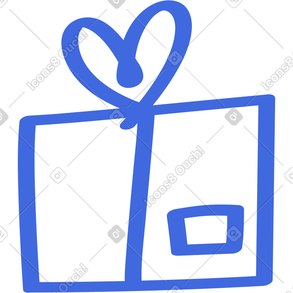 Celebration gift package outline with curved ribbon and label illustrazione in stile Ballpoint Pen scarica in PNG, SVG