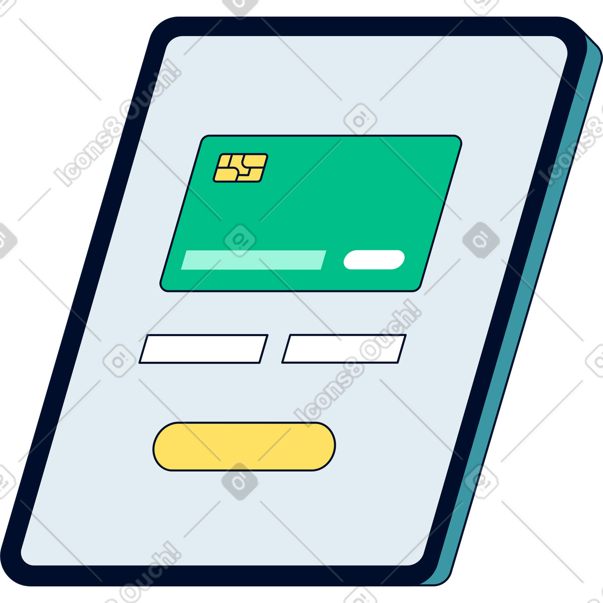 App banca tablet illustrazione in stile Teal scarica in PNG, SVG