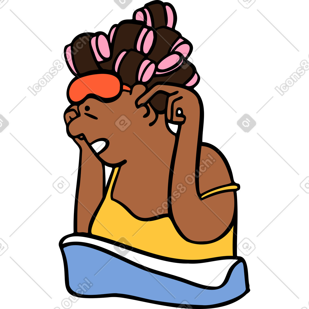 Woman woke up in bed illustration Comic style download PNG, SVG