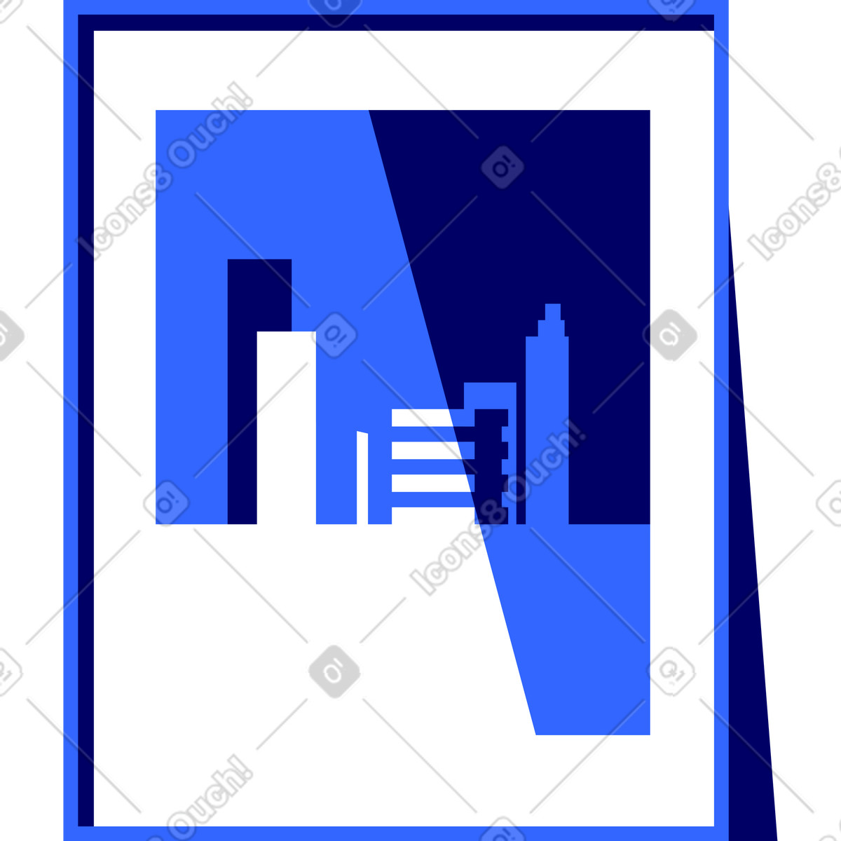 Gerahmtes poster mit bild einer modernen metropole-Illustration im Lounge-Stil als Download in PNG, SVG